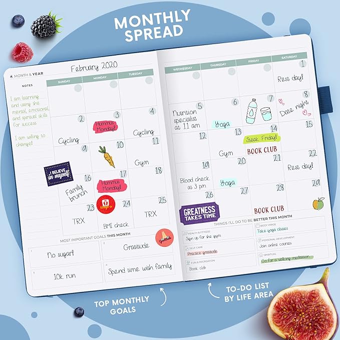 Clever Fox Wellness Planner - Weekly & Daily Health and Wellness Log, Food Journal & Meal Planner Diary for Calorie Counting, Notebook for Medical Condition Tracking, A5-Sized - Mystic Blue