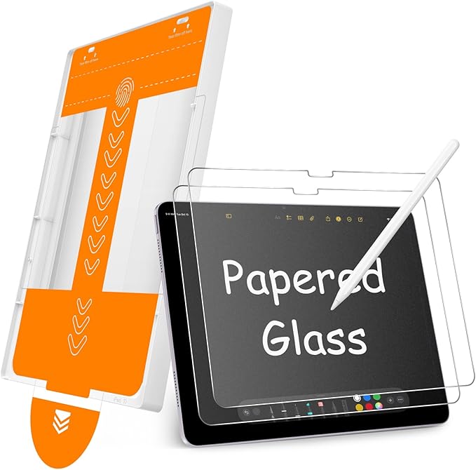 SPARIN Paper Glass Screen Protector for iPad Air 13 Inch M3 2025 & M2 2024 (7th/6th Generation), 2 Pack Tempered Glass with Easy Alignment Tool, Matte Anti-Glare, Write Like on Paper, Apple Pencil Support