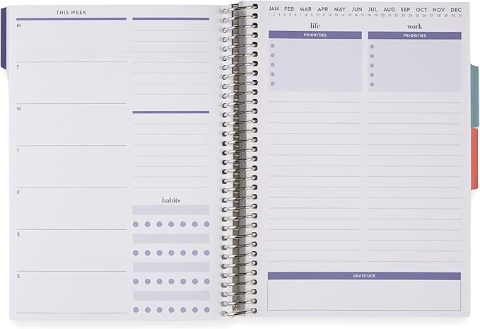 Erin Condren A5 Spiral Work Life Balance Journal | Features Pages of Thick, Bleed Resistant 80 lb. Paper to Boost Productivity