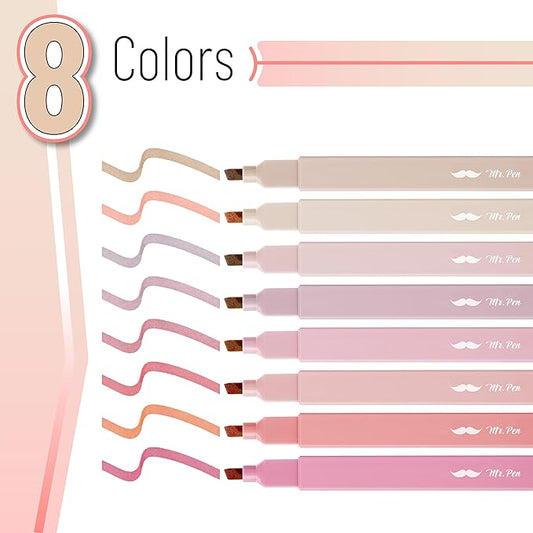 Mr. Pen- Aesthetic Highlighters, 8 pcs, Chisel Tip, Vintage Colors, No Bleed Bible Highlighter Pastel, Highlighters Assorted Colors