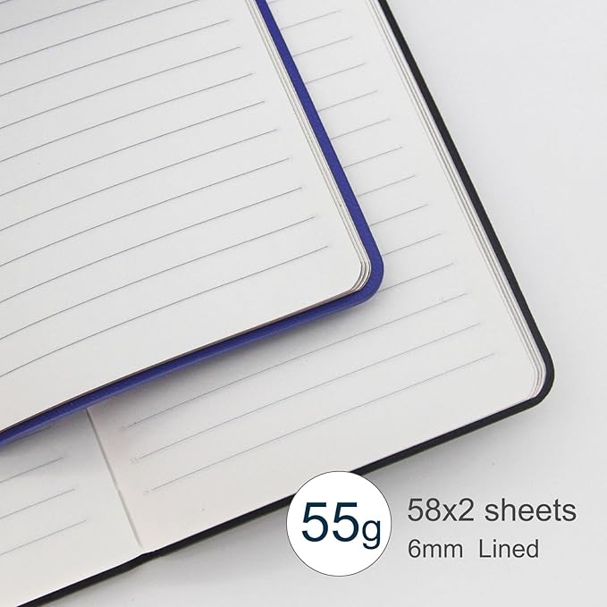 Soft Cover Journal Notebooks 2 Pack A6 Pocket Notebook Small Notebooks Lined Writing Journals 3.1x5.5 Inches 112 Pages Mini Notebooks Journals for Men and Women Travel Office School Black Dark Blue