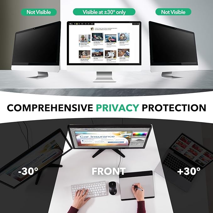 32 inch Computer Privacy Screen Filter for 16:9 Aspect Ratio Widescreen Monitor,32in Curved Computer Monitor Privacy Shield Anti Glare Blue Light Eye Protection, Anti-Scratch Removable Protector Film