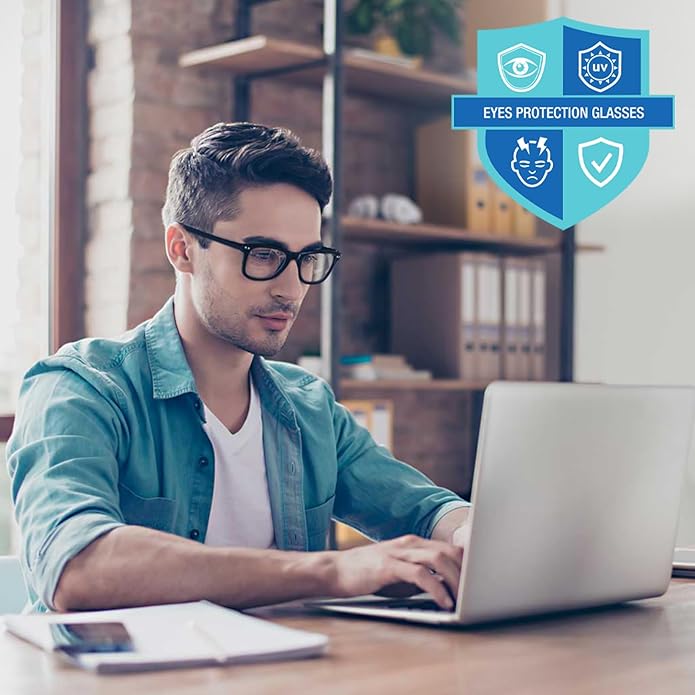 Blue Light Blocking Glasses, Blue Blocker Computer Glasses for Men Women, Anti Glare 400 UV & Eye Strain Fake Square Glasses