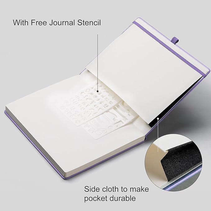 EMSHOI Dotted Journal - A4 Large (8.5”x11”) PU Leather Hardcover Dotted Notebook for Women & Men, 192 Pages, 100 GSM Thick Paper - Bullet Journaling, Work, Notes, Sketching, Purple