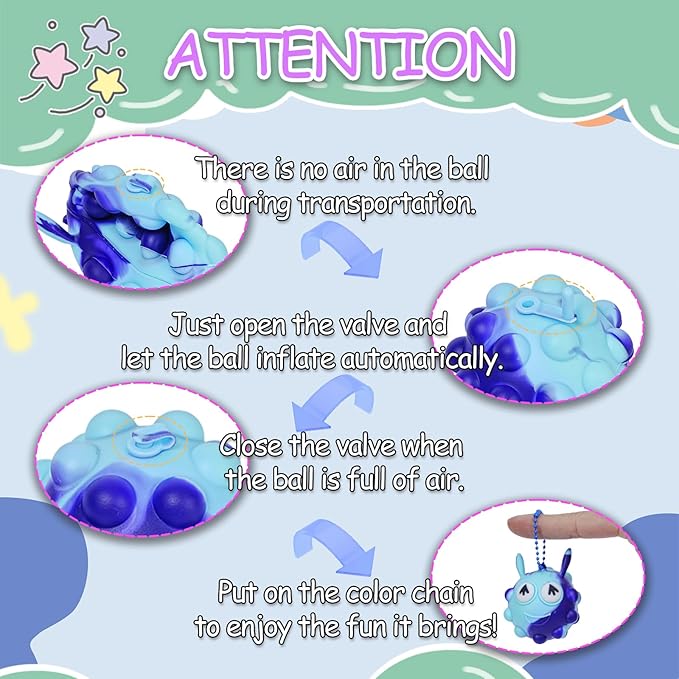 24 Pack Pop Fidget Toys Bulk 3D Stress Ball Toy, Party Favors for Birthday, Sensory Toys Bulk Squeeze Toys, Stress Relief, Easter Basket Stuffers, Classroom Prizes Stocking Stuffers for Adults Toddler