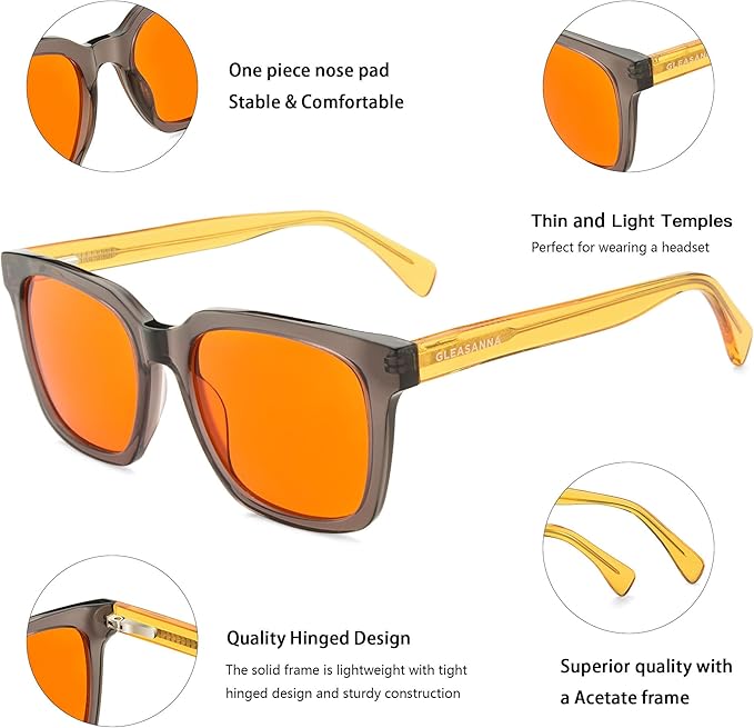 99.9% Blue Light Blocking Glasses for Men Women Anti-Fatigue Computer Gaming Glasses Stop Eyestrain Headaches