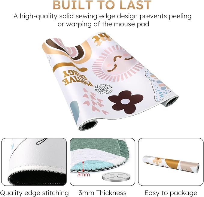 iCasso Desk Mat, Large Gaming Mouse Pad, XXL Desk Pad Stable Rubber Base Mousepad with Stitched Edges, Computer Keyboard Mat for Work, Game, Office, Home -Sticker