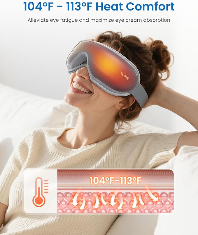 RENPHO Eyeris 1 Eye Massager with Heat, Birthday Gifts Eye Mask for Mom Dad Women Men Her Him, Smart Sleep Mask for Relax, Reduce Strain