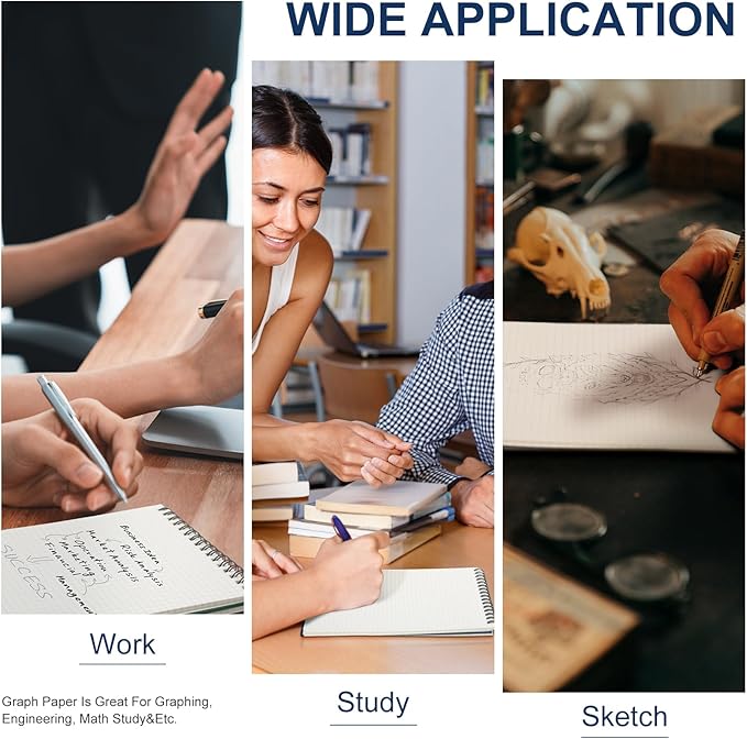 3 Pack Graph Paper Spiral Notepad A5 Top Wirebound Notepad Grid Notebook Steno Pads Memo Notebook Grid Paper 140 Pages for Writing Sketching Drawing Office Supplies (Dark Color)