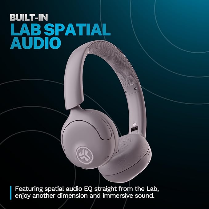 JLab Go Lux ANC Wireless Headphones, Mauve, Hybrid Active Noise Cancelling, Premium On-Ear Bluetooth Headset, Customizable Sound, Be Aware Mode, Cloud Foam Comfort, Multipoint Connection