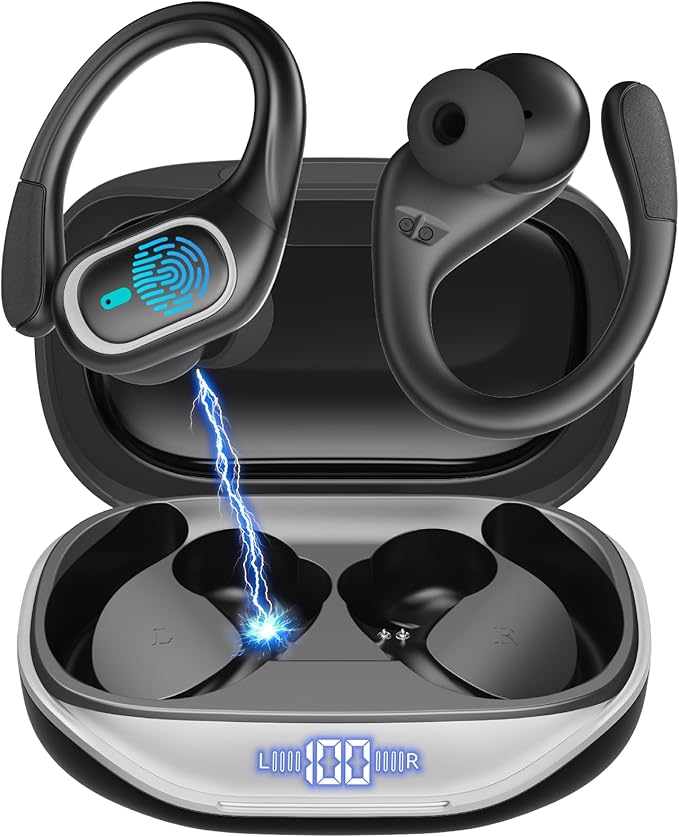 AI Translation Earbuds Real Time 164 Languages Translator Earbuds Noise Cancelling, Open Ear Wireless Earphones, Bluetooth 5.4 Headphones, Translating Device for Travel Business Study, Grey