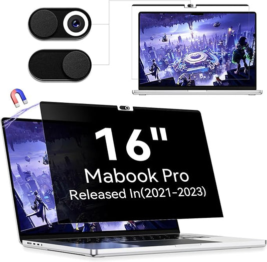 Magnetic Privacy Screen Protector Compatible with MacBook Pro 16 Inch (2021-2024, M1, M2), Removable Anti Spy Blue Light Glare Shield Laptop Privacy Filter for Apple Mac Pro 16.2 in(A2991/A2485/A2780)