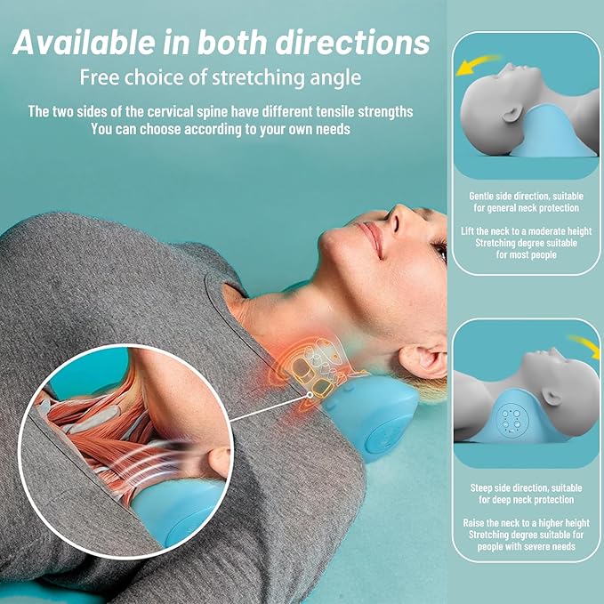 Neck Massager,Electric Neck and Shoulder Relaxer with Heat,3 Modes,Pillows for Pain Relief and Muscle Relax,26° Angle Cervical Traction Device for Back,Deep Tissue