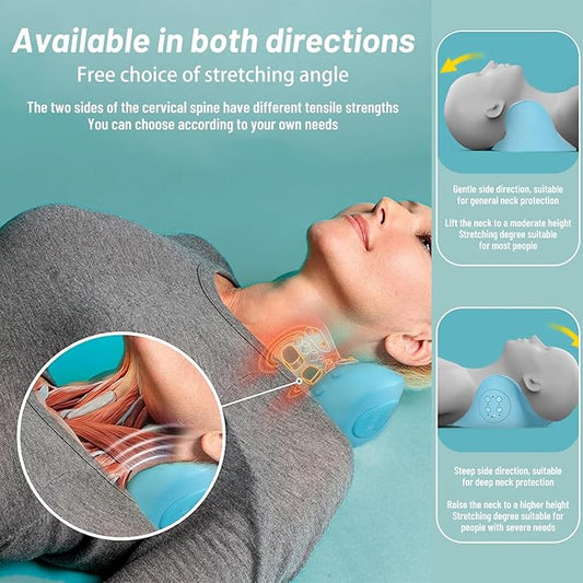 Neck Massager,Electric Neck and Shoulder Relaxer with Heat,3 Modes,Pillows for Pain Relief and Muscle Relax,26° Angle Cervical Traction Device for Back,Deep Tissue
