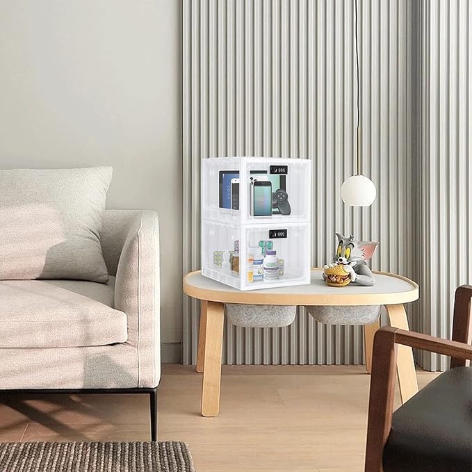 Lalifebuss Medicine Lock Box, Medication Lockable Container for Refrigerator Food Safe Locking Box Tablet Phone Locked Box for Kitchen Home School and Office Safety