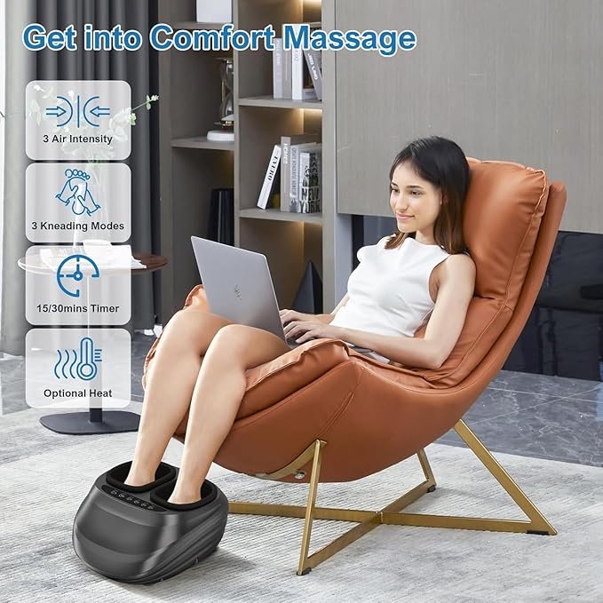 Foot Massager Machine, Shiatsu Foot Massager with Heat, Remote Control, Multiple Massage Modes & Adjustable Intensity, Deep-Kneading Massager Fits Feet Up to Women Size 12, Black/ZL1