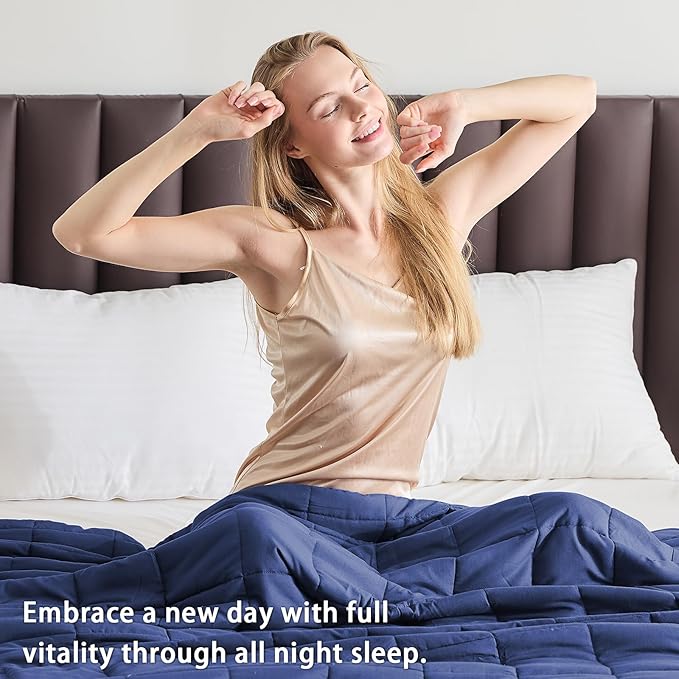 King Size Weighted Blanket for Adults (20 lbs, 80” x 87”, Navy & Blue) Cooling Heavy Blanket for Sleeping Perfect for 190-210 lbs, Breathable Blanket for Adults & Couple All Season, Machine Washable