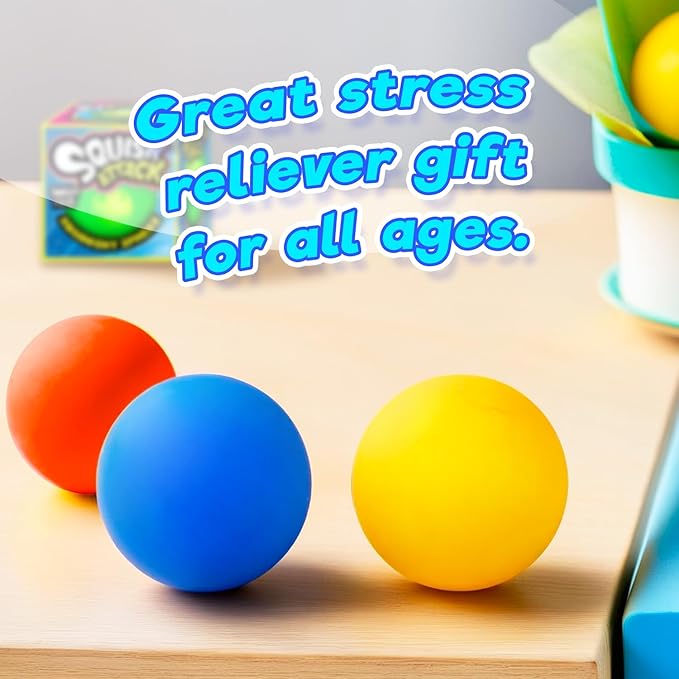 JA-RU Squish Attack Ball (1 Unit Assorted) Squooshy Sphere with 6 Different Smiley Faces. Fidget Squishy Toy for Kids, Teen, & Adult. Soft Stress Therapy, Squish and Stretch Party Favor. 5606-1