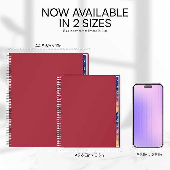 Ensight 2026 Appointment Book & Planner Ensight 6.5 x 8.5 inches Large Tabbed Daily Hourly Weekly Planner Schedule Book 30 Minute time Slots Business & Personal Planner Jan 2026 Dec 2026 Maroon