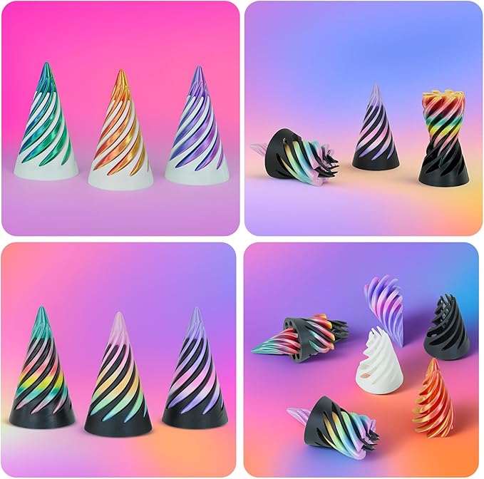 6 Packs Impossible Spiral Cone Fidget Toys,3D Printed Pyramid Passthrough Sculpture,Mini Sensory Toy for Stress Relief Anxiety,Desktop Decor Gifts for Adults & Kids (Multicolor 6pcs)