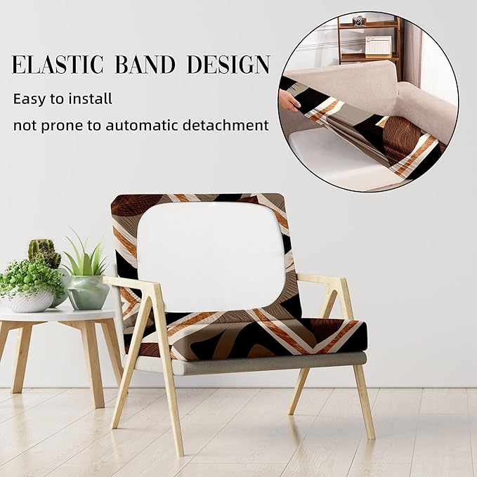 8Pcs Stretch Patio Cushion Covers Outdoor Cushion Cover, Jacquard Stretch Cushion Covers, Cover Replacement, Outdoor Sofa Covers, Washable Furniture Couch Cushion Cover (Orange Realm)