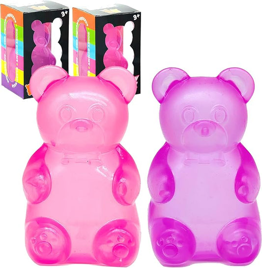 2 Packs Gummy Bear Toys, Stress Bear Squishy Ball, Sugar Filled Squishy Toys, High Density Squeeze Balls for Students Calming - Ultra-Soft Decompression Venting Toys
