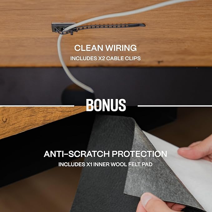 Under Desk Drawer Slide Out Attachment - Carbon Steel Undermount Table Drawer with Cable Management, Pull Out Add-On Storage for Office & Standing Desks (7.5" x 8" x 2.8")