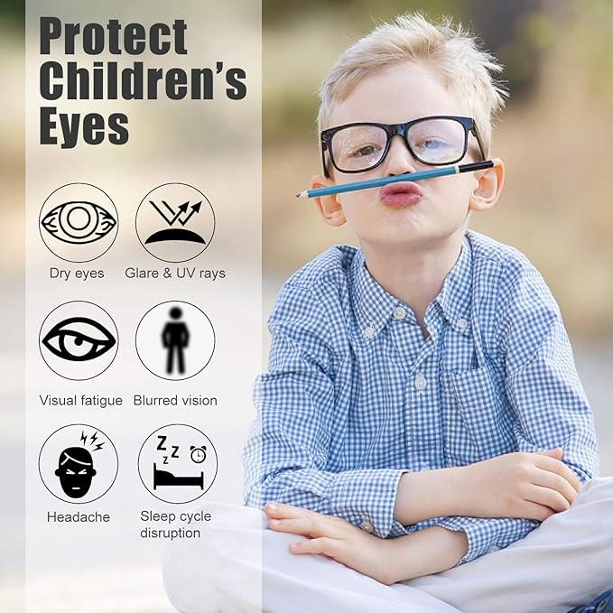 Kids Blue Light Blocking Glasses Silicone Flexible TR-90 Frame, Computer Gaming TV Phone Glasses for Boys Girls Age 3-14 (4-14 yr-Old, B0205 Clear)