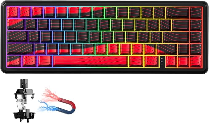 EWEADN Battle68 60% Gaming Keyboard Wired, Hall Effect Magnetic Switch Keyboard, Mechanical Keyboards Adjustable Actuation, 8K Polling Rate, Side Printed PBT Keycap, RGB Backlit, Space Magnetic Switch