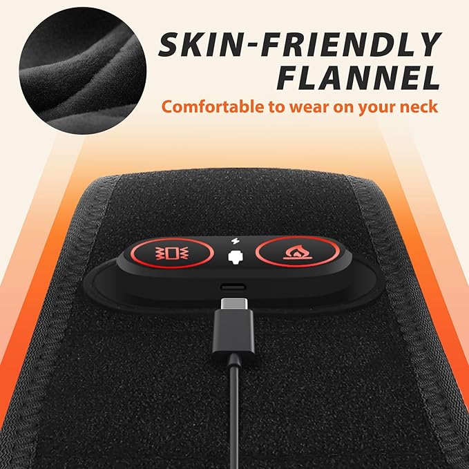Neck Heating Pad for Neck Pain Electric, Neck Massager with Heat, Heated Neck Wrap Cordless with 660nm 850nm Red Light Heats, Neck Warmer Brace