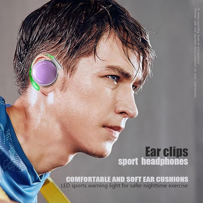 Earhook Bluetooth 5.3 Headphones Open Buds Wireless Earbuds Over Ear Hooks Bluetooth Headphones with Microphone Clip on Bluetooth Earphones On Ear Headphones with Earhooks