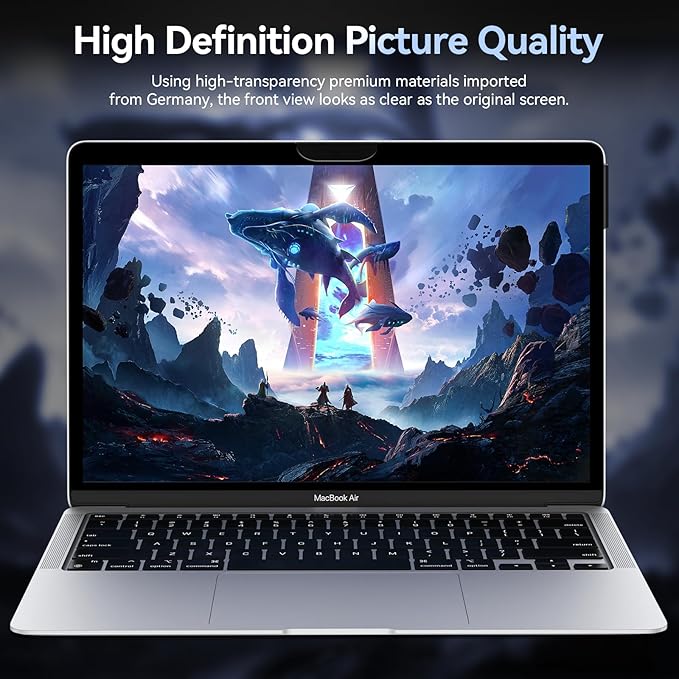 Privacy Screen MacBook Pro 13 Inch(2016-2022, M1, M2)/MacBook Air 13 in(2018-2021,M1),Easy On/Off Removable Anti Glare Blue Light Filter with Camera Cover,Anti Spy Laptop Screen Protector for Mac 13In