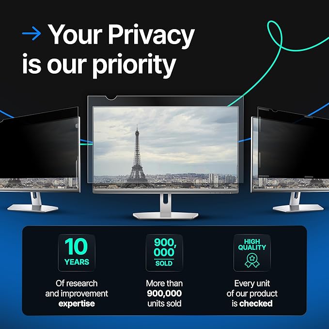 VINTEZ [2 Pack] 22 Inch 16:9 Privacy Screen for Computer Monitor and Laptop - Anti Glare Protector Film Blue Light Filter Eye Protection - Computer Screen Privacy Shield