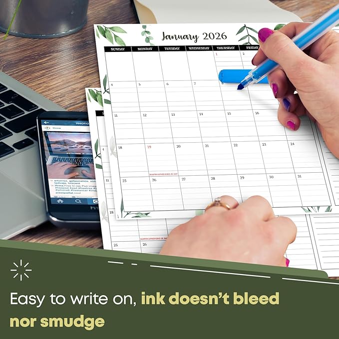 2026 Year Desk Calendar 11" x 8.5" Desktop or Wall Planner, Tear-Off Pad for Easy Planning, Includes a Notes Section To Do's Monthly Tasks for the Year of 2026 | Runs from January 2026 - January 2027