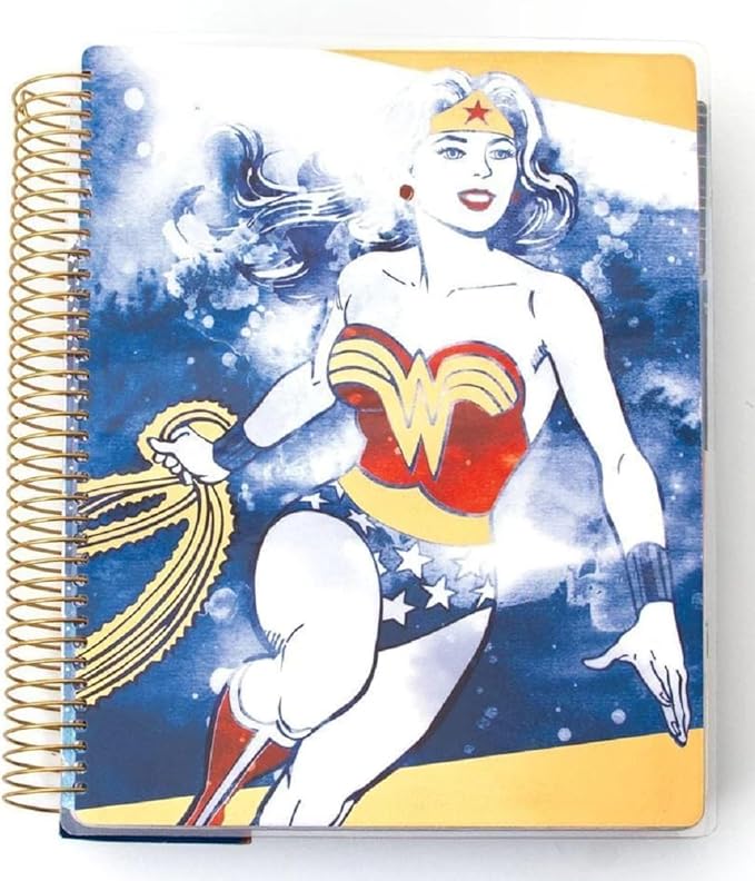 Paper House Productions DC Comics Wonder Woman 12 Month Undated 9.5" Planner with Month and Event Flag Stickers