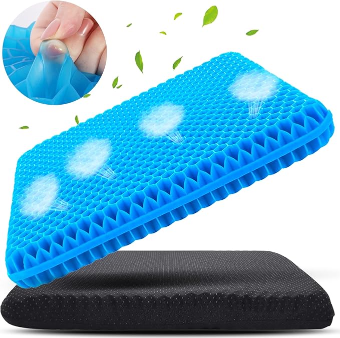 Large Gel Seat Cushion for Long Sitting (Super Large & Thick), Soft & Breathable, Gel Cushion for Wheelchair Reduce Sweat, Chair Cushion for Office Chair