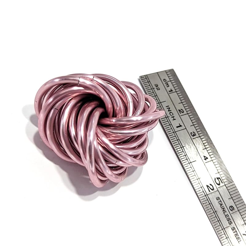 Möbii Fidget Ball (Solid Color): Quiet Mobius ADHD Anxiety Stim Stress Relief Toy Tool for Home Travel Office or Desk (Medium, Full, Pink Ice)