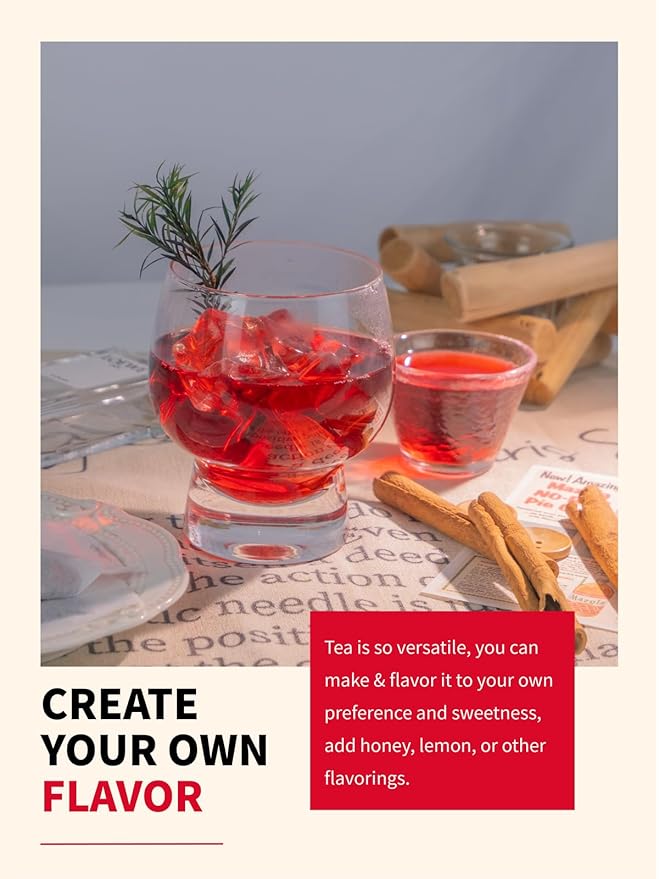 TeeLux Hibiscus Tea Bags, Premium Natural Hibiscus Flowers Tea, Caffeine Free, Refreshing Tart Flavor, 100 Count