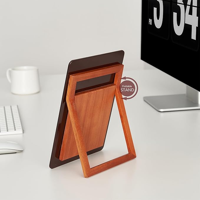 YEOUX Glass Small Whiteboard with Reversible Wood Stand for Desk, Burgundy Red, Mini Dry Erase Board, Desktop Small White Board 9.5"x6.7" for Office, Home, Kitchen, Marker & Eraser Included
