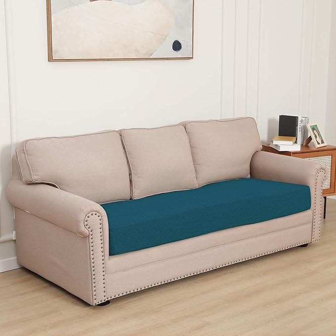 Easy-Going Stretch Cushion Cover Sofa Cushion Furniture Protector Sofa Seat Sofa slipcover Sofa Cover Soft Flexibility with Elastic Bottom(Sofa Cushion, Peacock Blue)