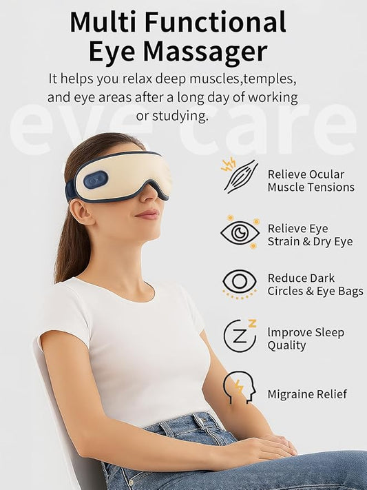 Eye Massager with Heat, Heated Eye Mask for Dry Eyes, Eye Massager for Migraine, Strain Relief, Improve Sleep, Birthday Gifts for Women Men Mom Dad