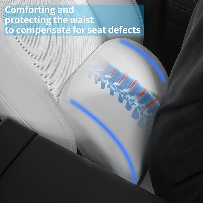 Lumbar Support Pillow Ergonomic Memory Foam Lumbar Pillow for Lower Back Pain Relief - Back Cushion for Driving, Chair Support for Car, Office & Gaming Chairs (White, 1PC)