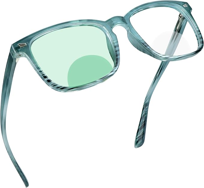YEIN Bifocal Reading Glasses with Blue Light Blocking Lenses, Bifocal Reader for Women and Men, Vintage Square frame with Spring Hinge (+0.50/+3.00 magnification)