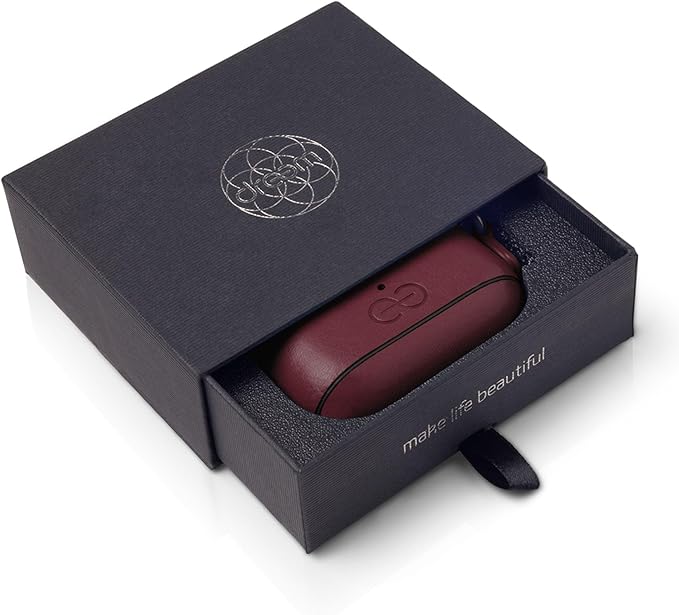 Dreem Om Case Cover with Keychain Clip Compatible with AirPods Pro 2/Pro, Protective One-Piece Hard Shell, Luxury Vegan Leather AirPod Pro Case 2nd/1st Generation with Separate Clip [Burgundy]