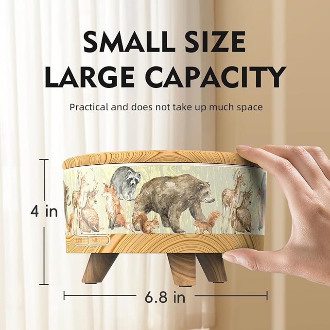 500ML Large Capacity Essential Oil Diffuser, Ultrasonic Aromatherapy Diffuser with 7 Color LED Lights with Remote Control, Cool Mist Humidifier, Timed Mist, Auto Shut-Off (Light Wood Grain)