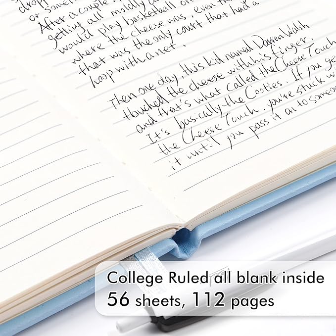 feela 3 Pack Pocket Small Notebook Journals, Mini Cute Memo Notepad Hardcover College Ruled Lined Journals with Pen Holder for Women Girls Office School, with 3 Black Pens, 3.5”x 5.5”, A6, Light Blue