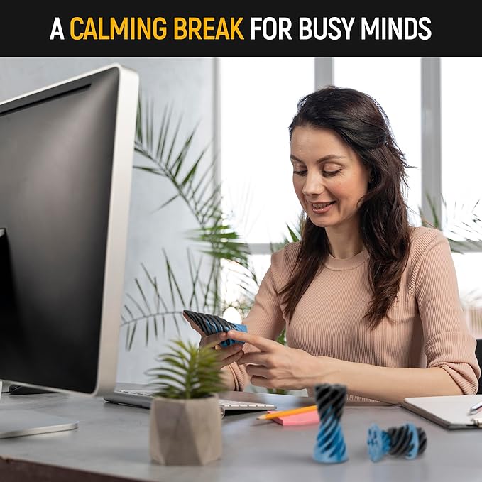 Sensory Fidget Toys Adults and Kids – Set of Spiral Cone, Impossible Cone, and Pyramid Passthrough Sculpture – 3D Printed Fidget Toys, Stress Relief, Relaxing Tactile Desk Set, Pack of 3