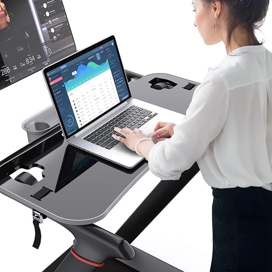 Treadmill Desk Attachment,Peloton Tread Tray Ergonomic Platform, Laptop Holder with Tablet Holder,New Universal Cooling Holes Laptop Stand for Home/Office