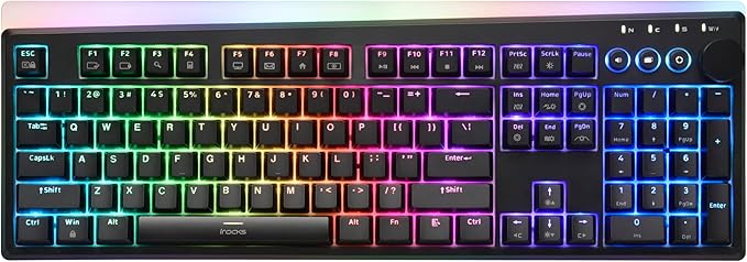 iRocks K71R Wireless RGB Mechanical Gaming Keyboard, Switches Brown,PBT 107 Keys NKRO,RGB Backlit,Pro Keyboard for Gaming and Work,Dual Interface Wireless & Wired, Windows Laptop PC Mac,Black