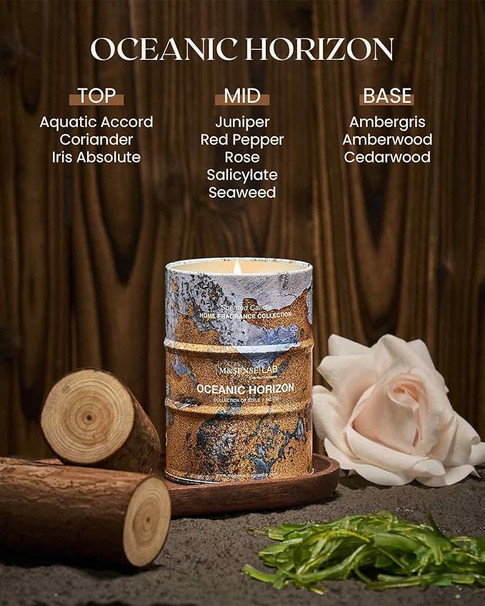 M&SENSE Oceanic Horizon Scented Candles Natural Non Toxic, Aromatherapy Candle for Stress Relief Meditation Relaxing, Housewarming Gifts for Women Men, 11.3oz 70 Hour Long Burning